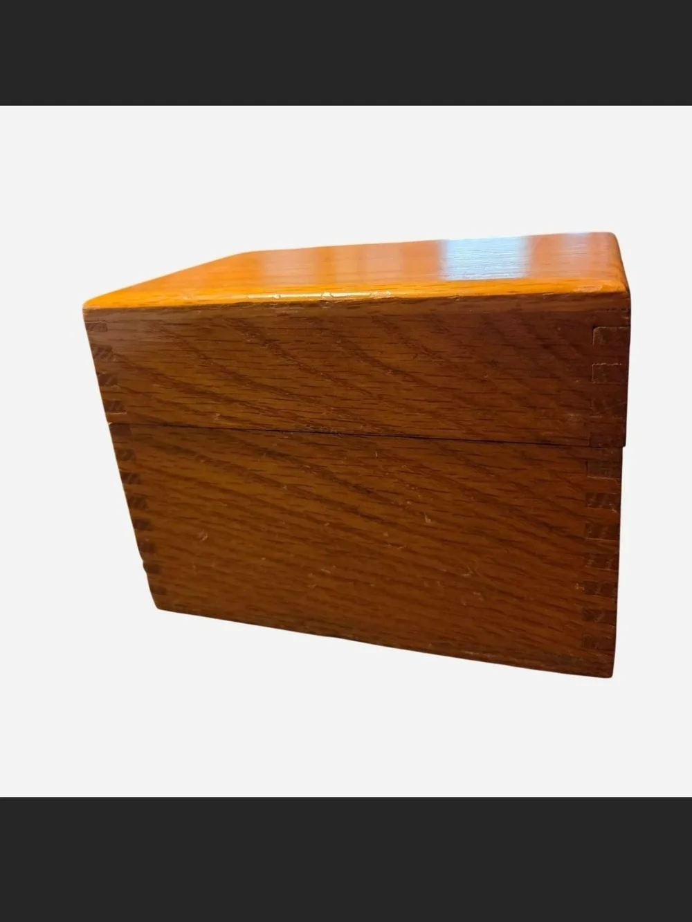 Vintage Handcrafted Wooden Recipe Box Warm Honey Oak